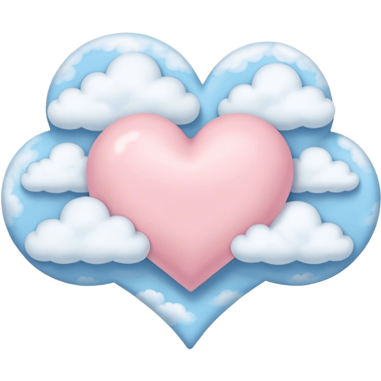 Pastel heart with clouds emoji