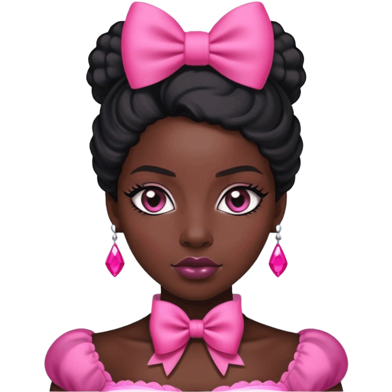 black queen with pink bow emoji