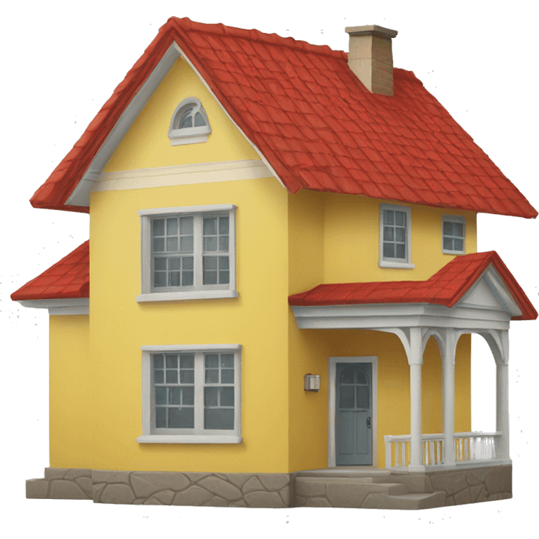 house with yellow walls and red roof emoji