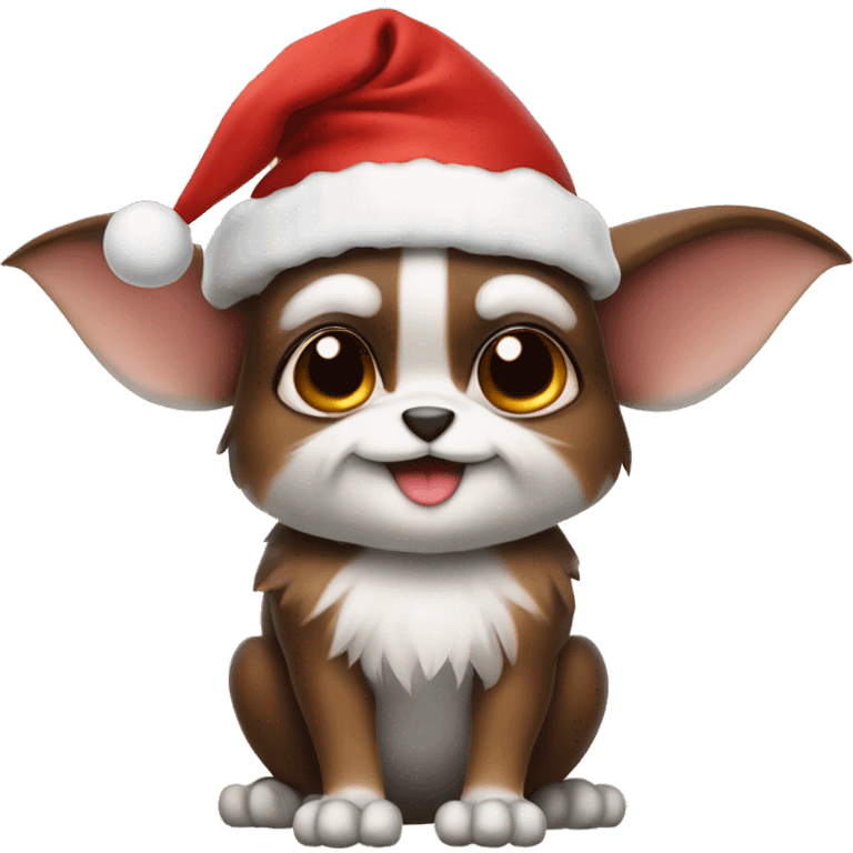 Cute  gremlins with Christmas hat emoji