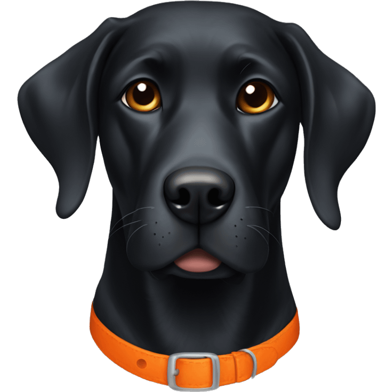 Black lab with orange collar emoji