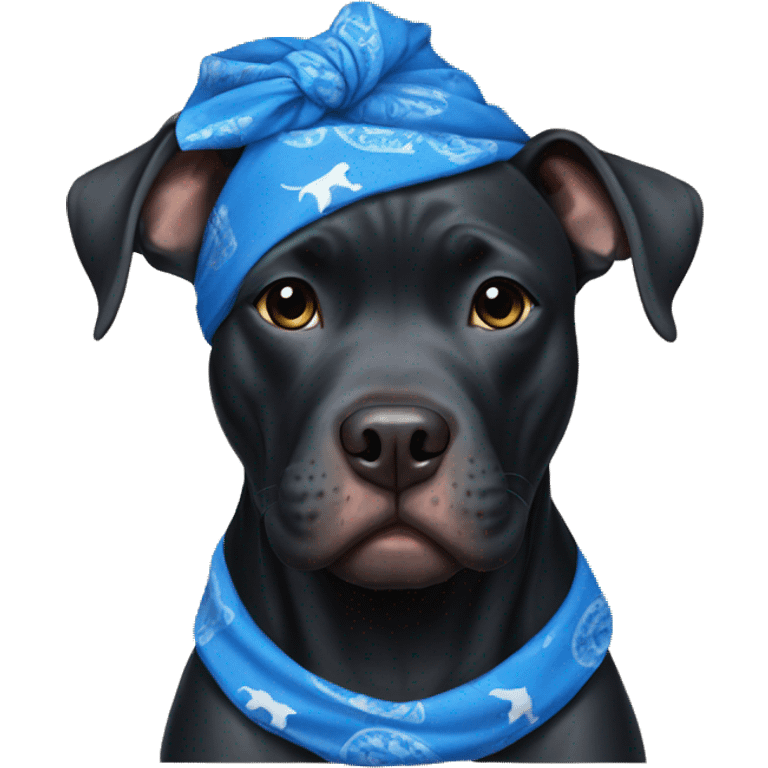 Black pitbull with blue bandana emoji