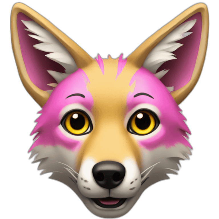 Coyote with scarred face pink yellow emoji