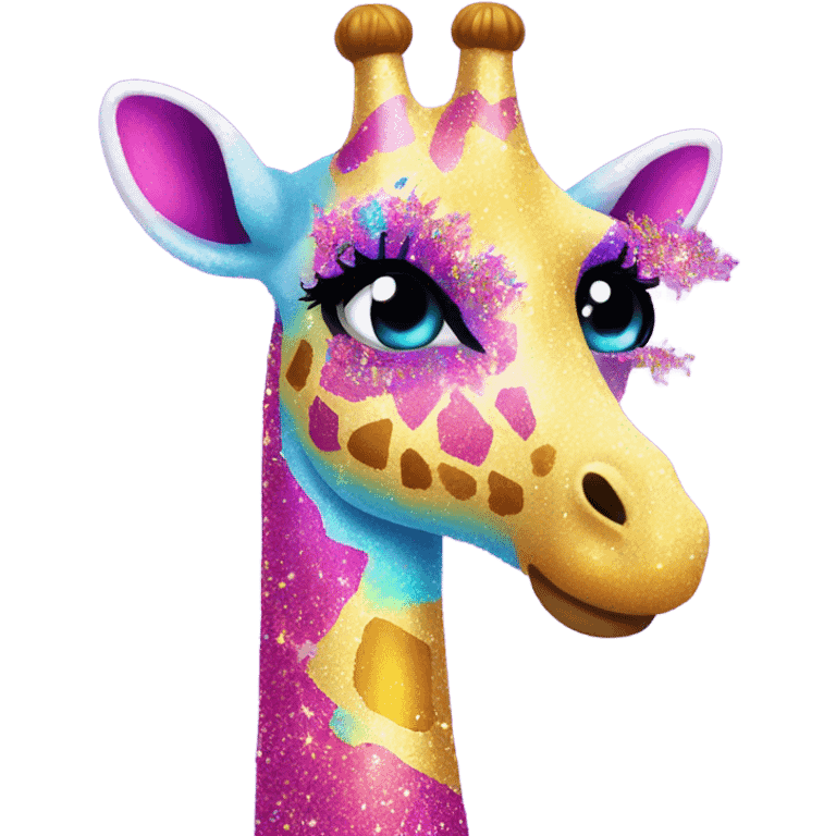 Lisa frank glitter giraffe with eyelashes emoji