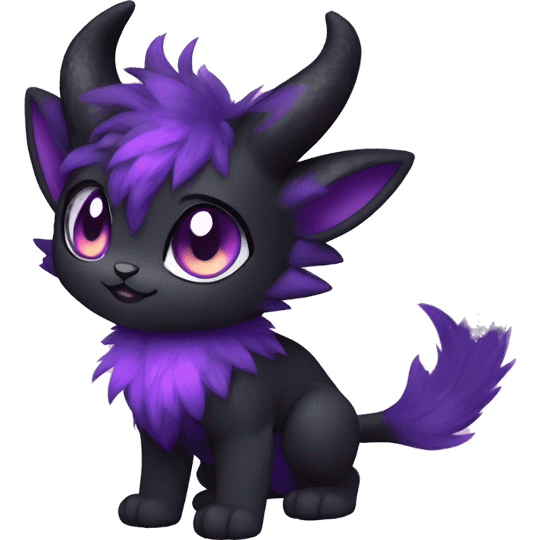 Anthro-Edgy-Black-Purple-Contrast-Colors-Fantasy-Fur-Sona-Chibi-Shiny-Fakémon-Hybrid with horns full body emoji