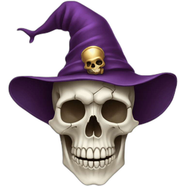 Human skull with a wizard hat emoji