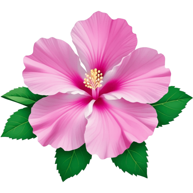 Cinematic Realistic image of a Mugunghwa flower (Rose of Sharon), rendered with delicate petal textures and vibrant pink hues, set against a minimalist background with gentle, diffused lighting that highlights its national significance emoji