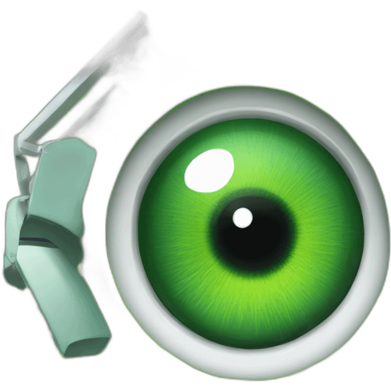 an eyeball with a green lawnmower reflection emoji