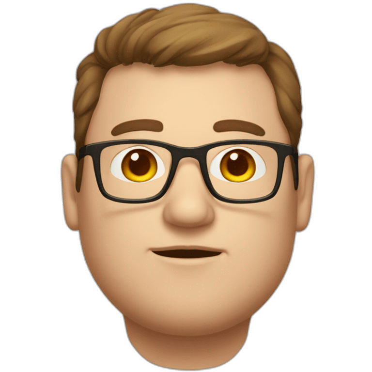 fat white male face with spectacles and brown hair emoji