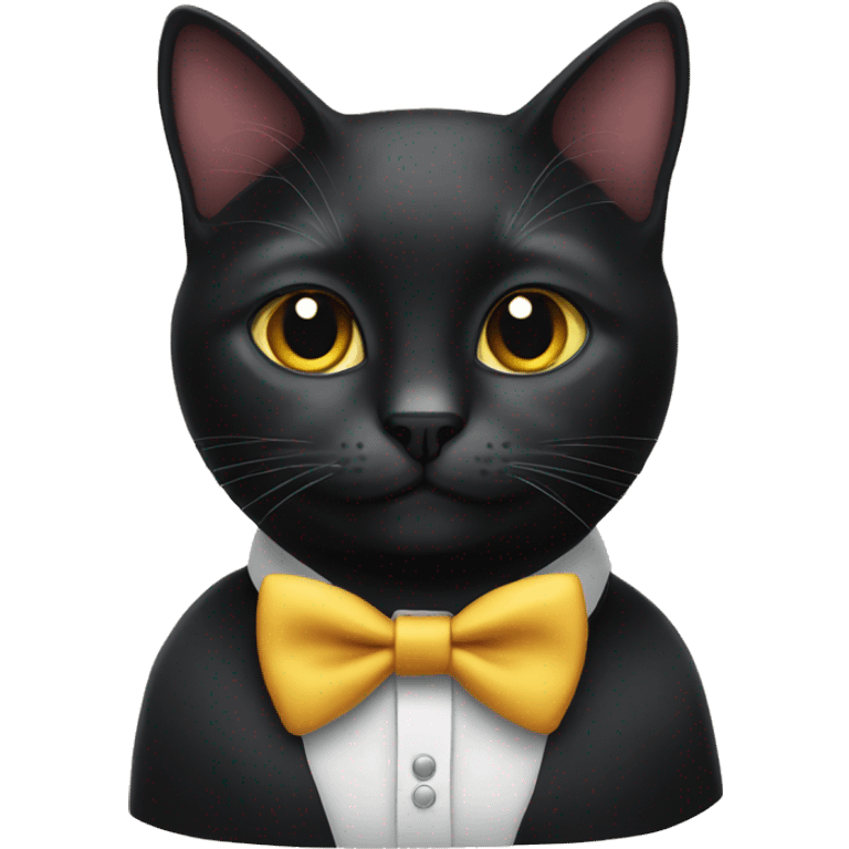 black cat wearing bow tie emoji