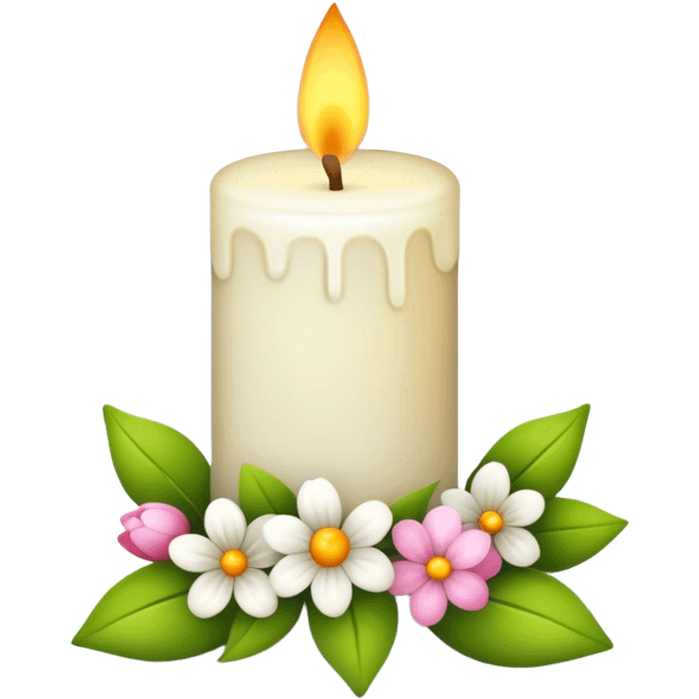 Spring candle with flowers  emoji