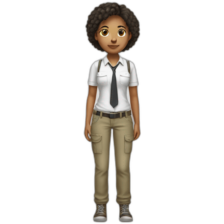 full body girl with cargo pants, white tank top and tie emoji