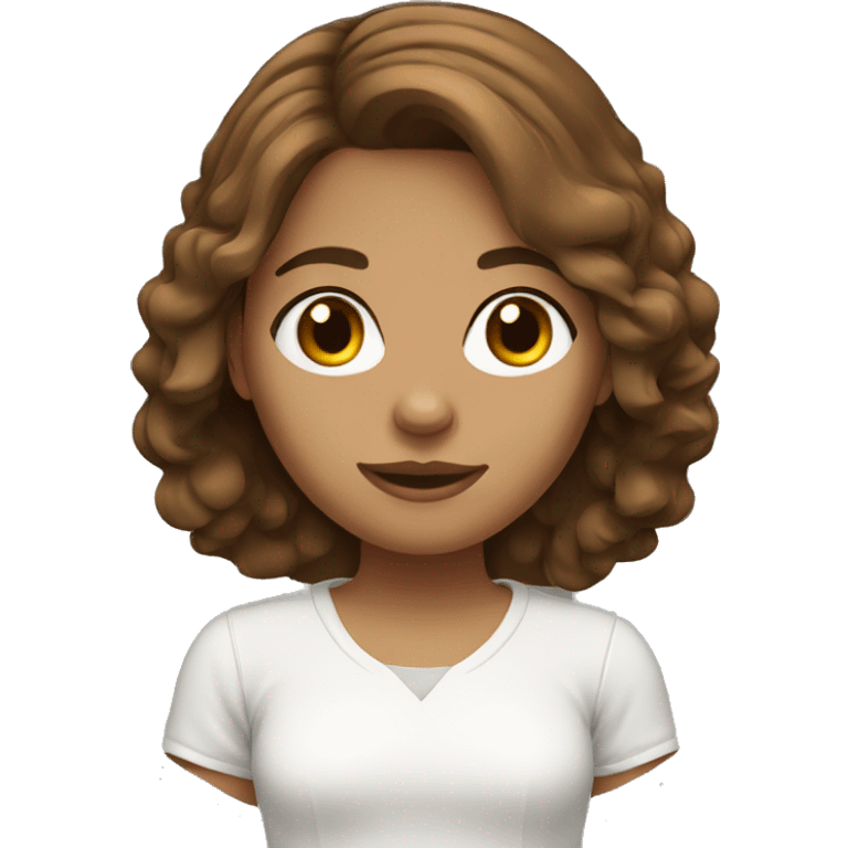 brown-haired girl medium hair emoji