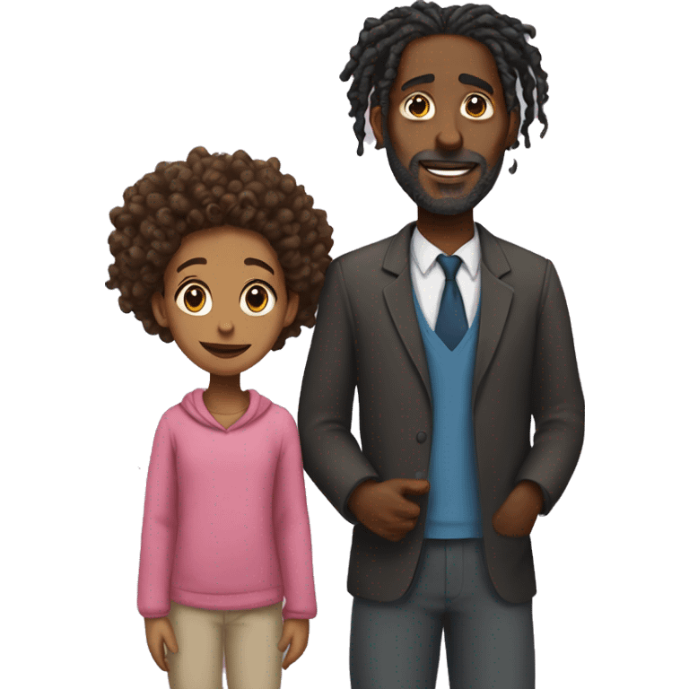 Black father with dreads and daughter with curly hair emoji