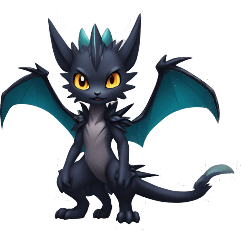 Edgy Cool Chibi Nargacuga-Noivern-Pokémon-fusion-cat Full Body emoji