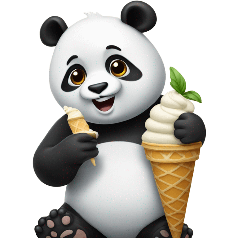 Panda eating ice cream emoji