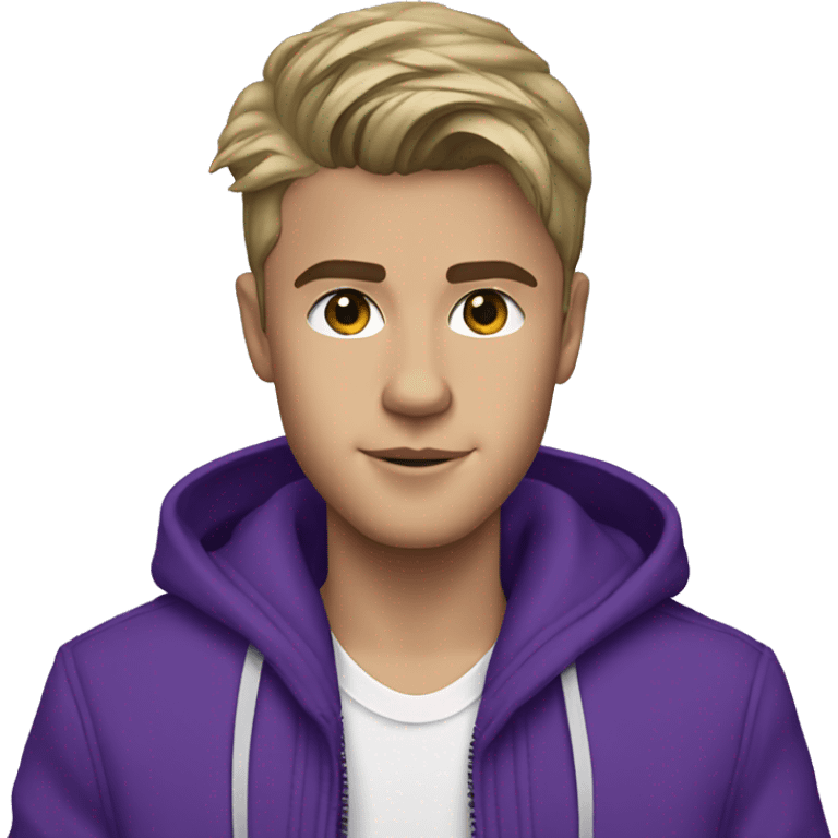 Justin Bieber in a purple jacket emoji