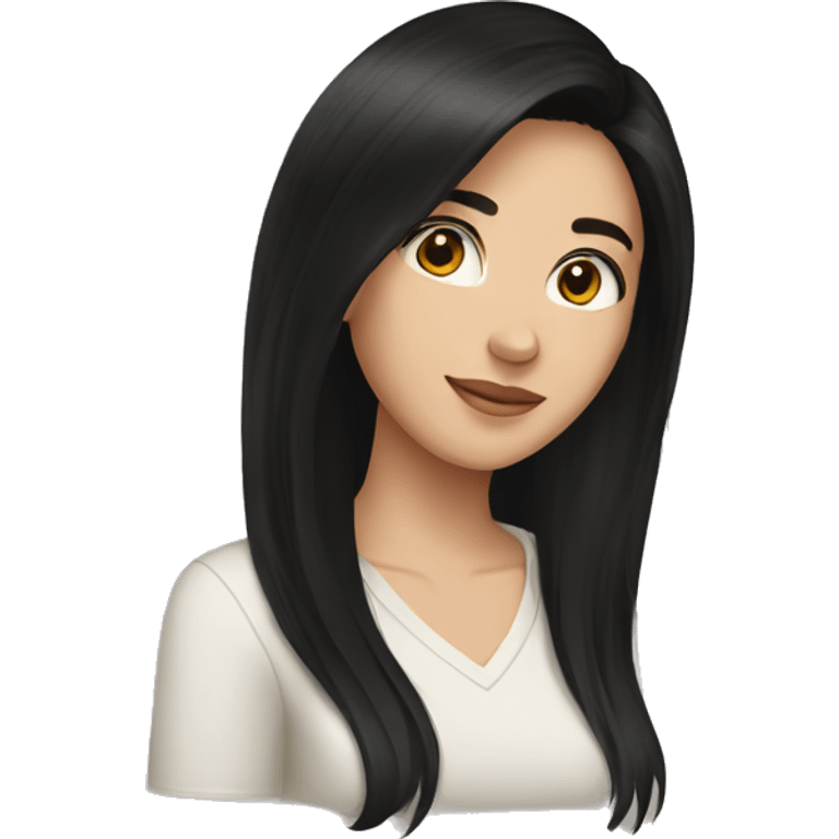 Brunette girl boyfriend with black hair emoji