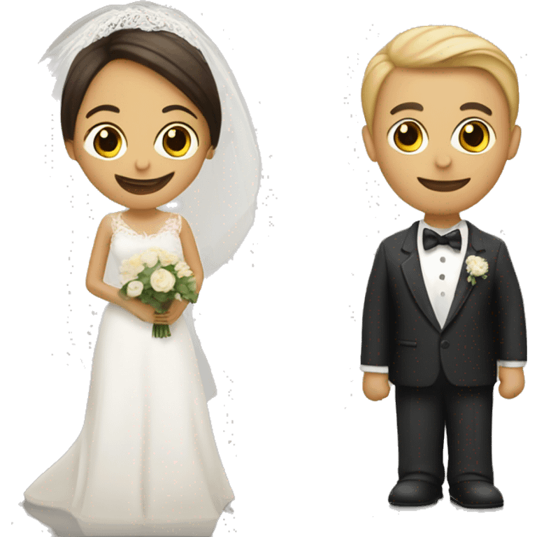 the bride and groom holding a wedding invitation emoji