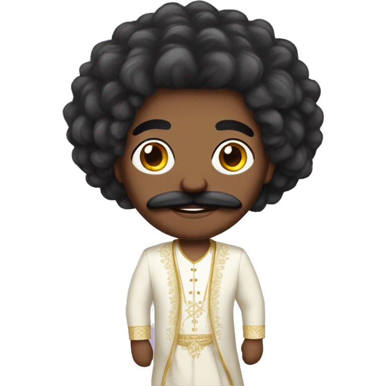 A indian black gay guy with fluffy hair and ugly mustache with a wedding veil emoji