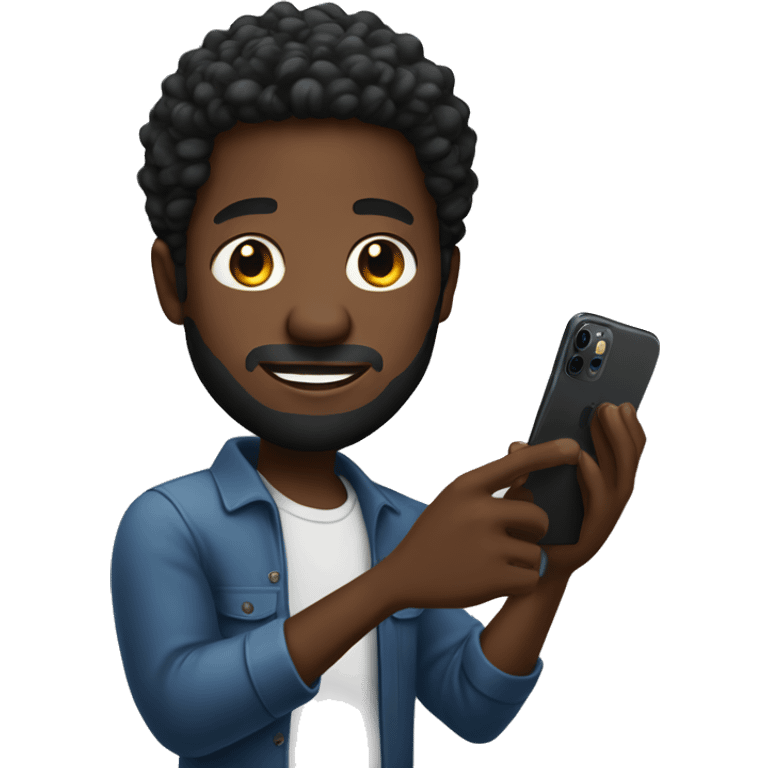 black man holding an iphone 15 pro max emoji