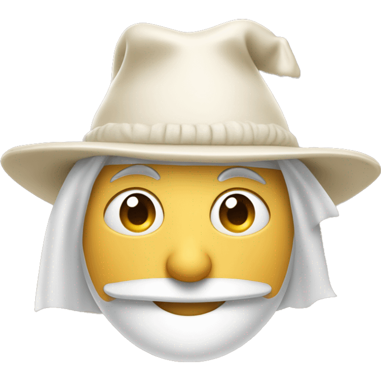 wearing white saudi hat with only mustache smiling in a cheesy way lifting his eyebrows with a bit sleepy eyes has one missing tooth smiles with his teeth showing emoji