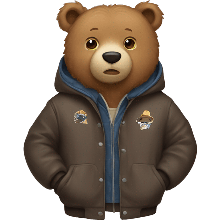 Cozy bear wearing a coach jacket  emoji