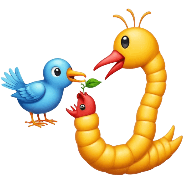 A worm eating a bird  emoji