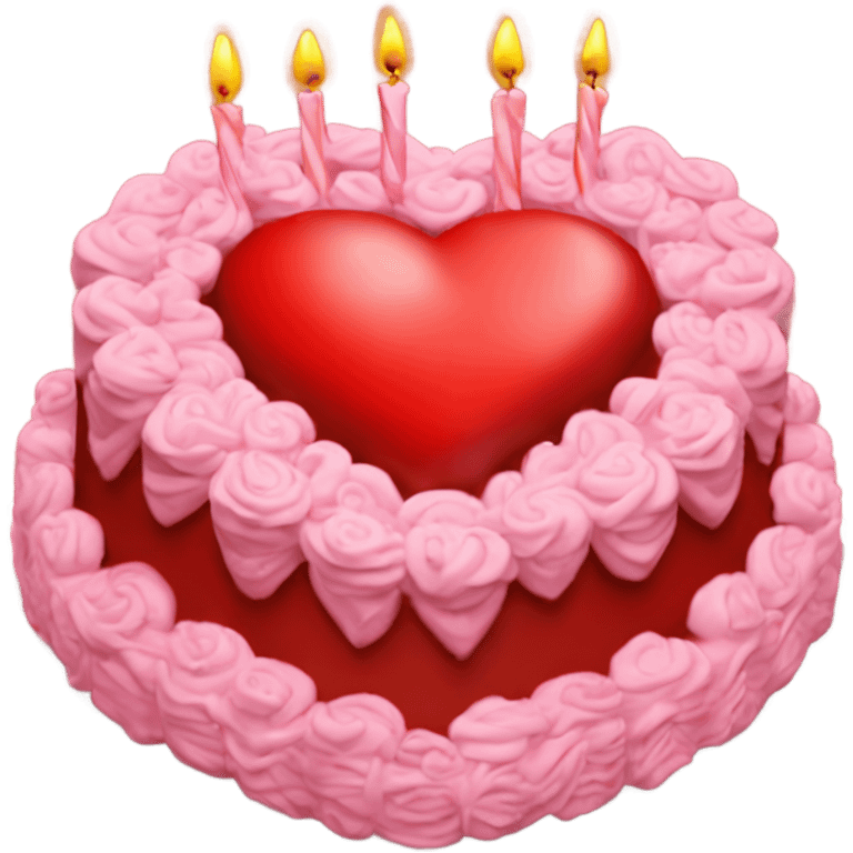 extravagant red heart shaped birthday cake  emoji