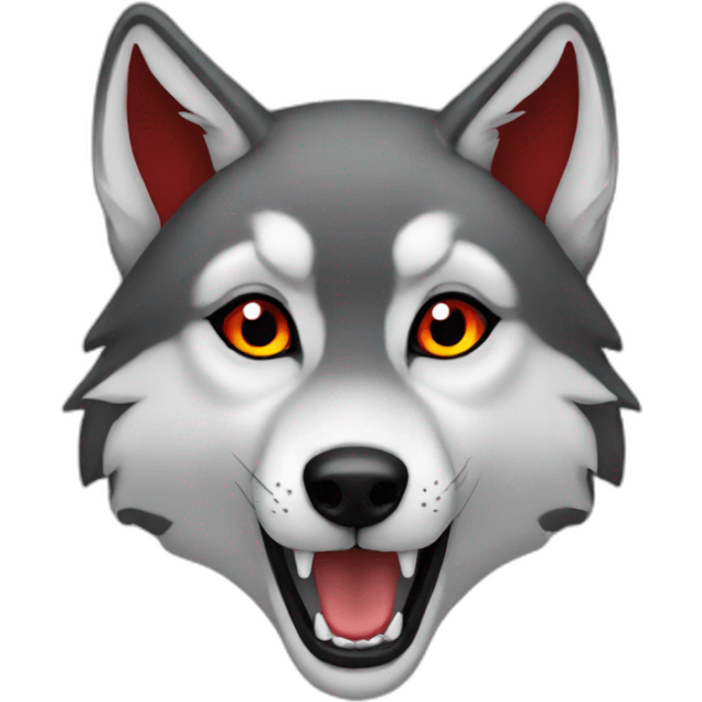 Female wolf black red eyes  emoji