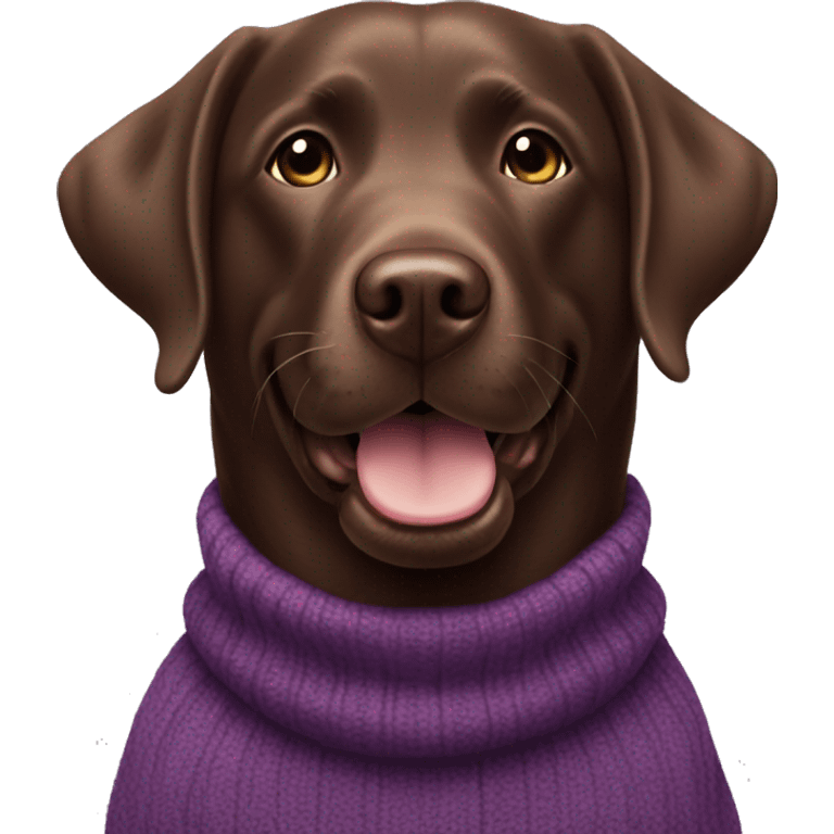 happy chocolate labrador in purple sweater emoji