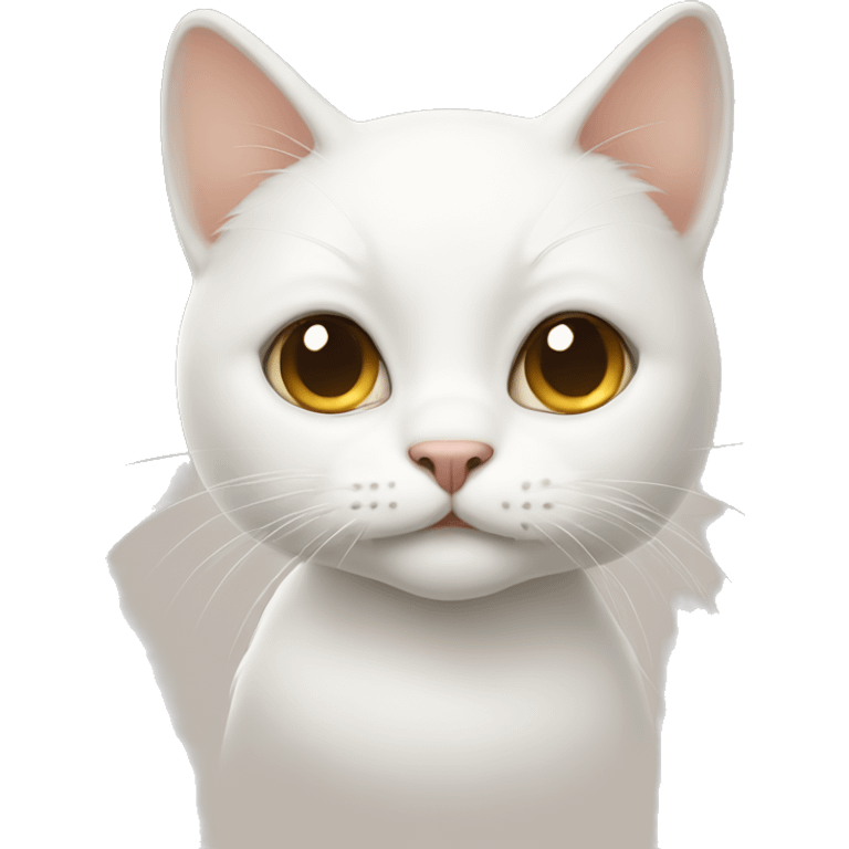 White cat with beig emoji