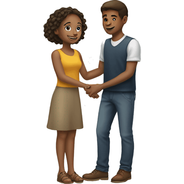 Young man giving a hand to a young woman emoji