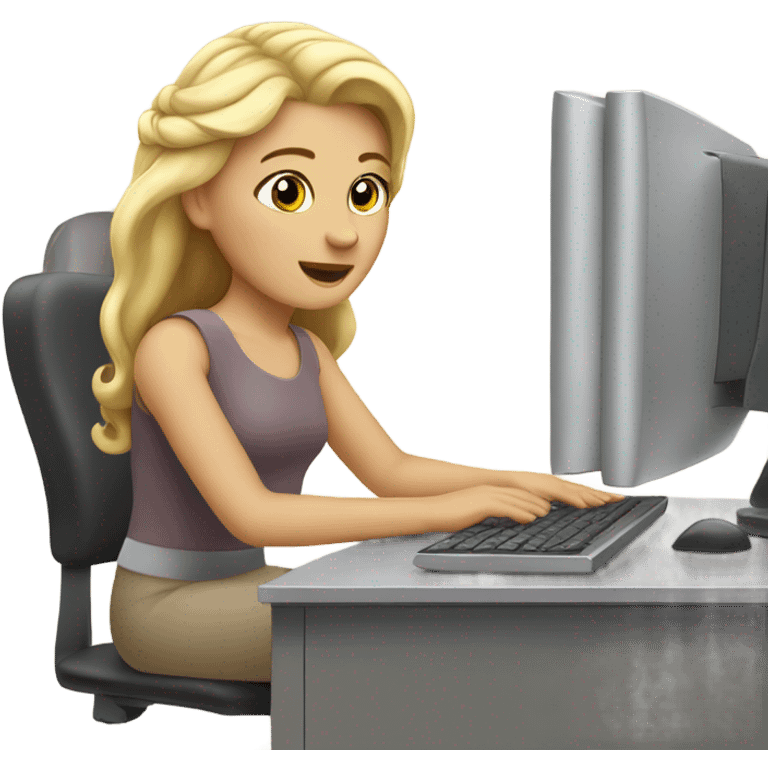 Blonde princess on computer  emoji