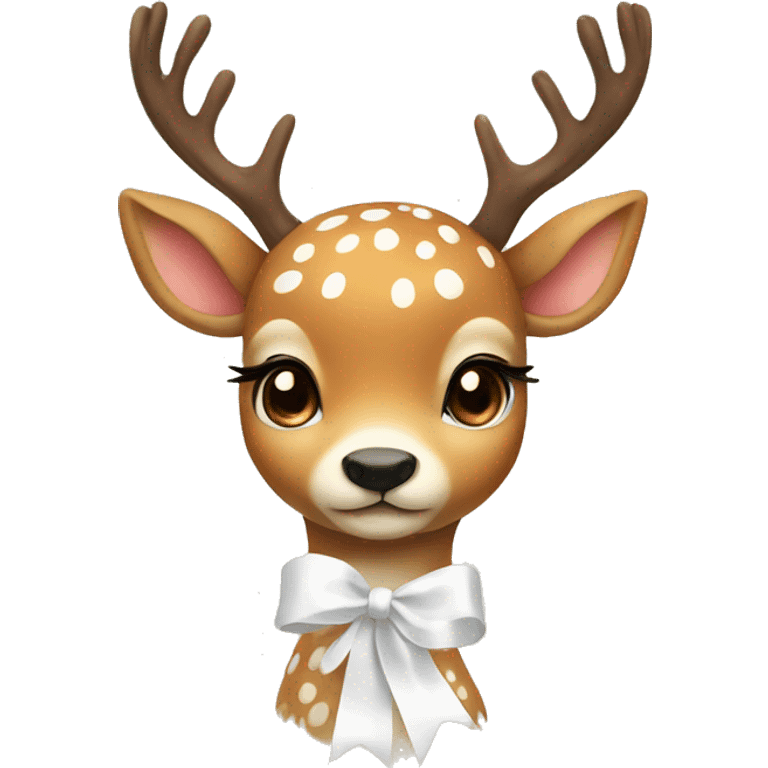 cute deer with white ribbon emoji