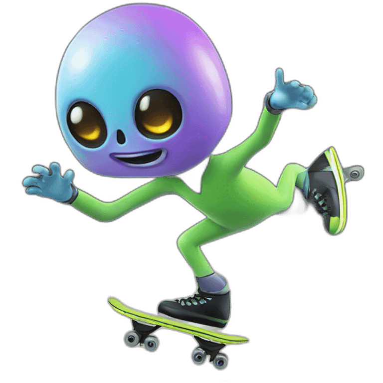 Alien skating 3D emoji