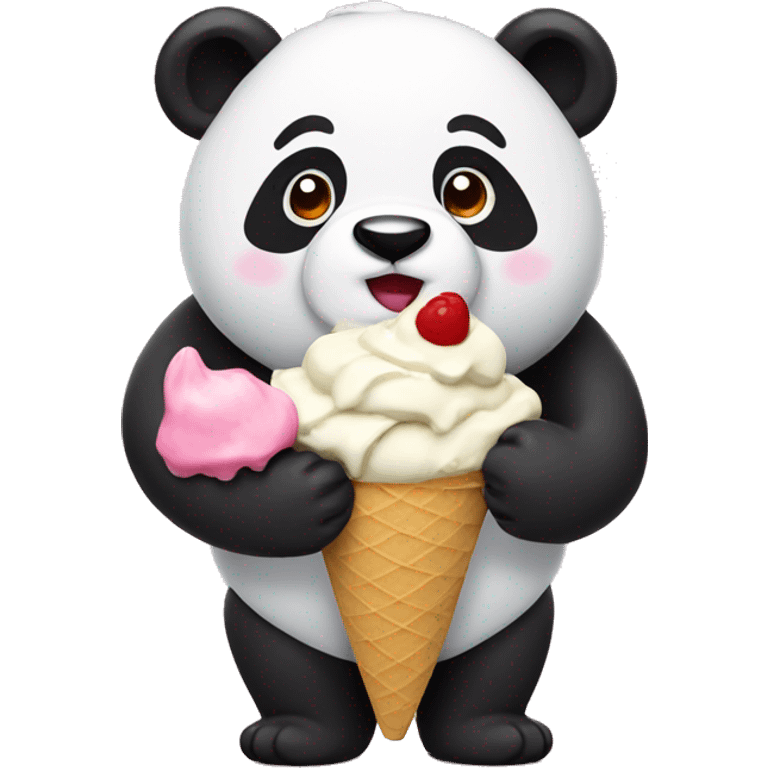 Panda eating ice cream emoji