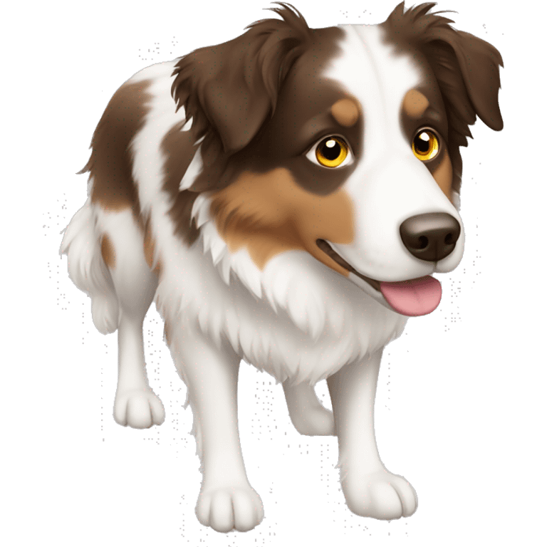 White and brown Australian shepherd whole body emoji