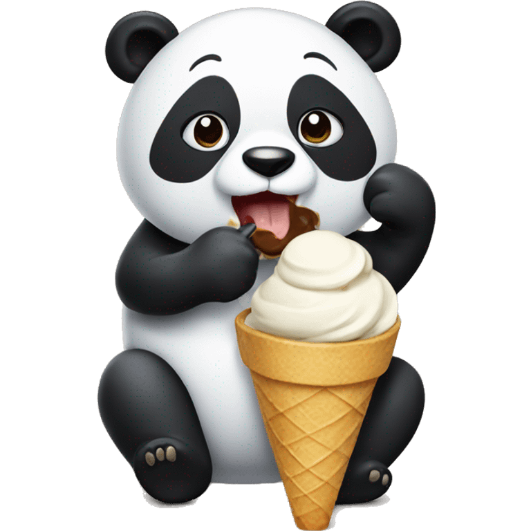 Panda eating ice cream emoji