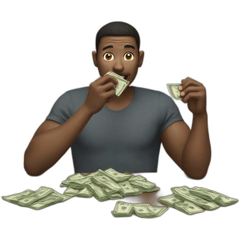 A man eating money emoji