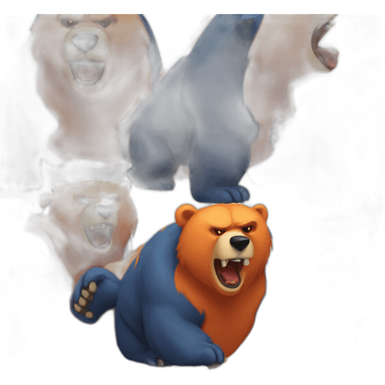 Dark Blue and Orange angry bear emoji