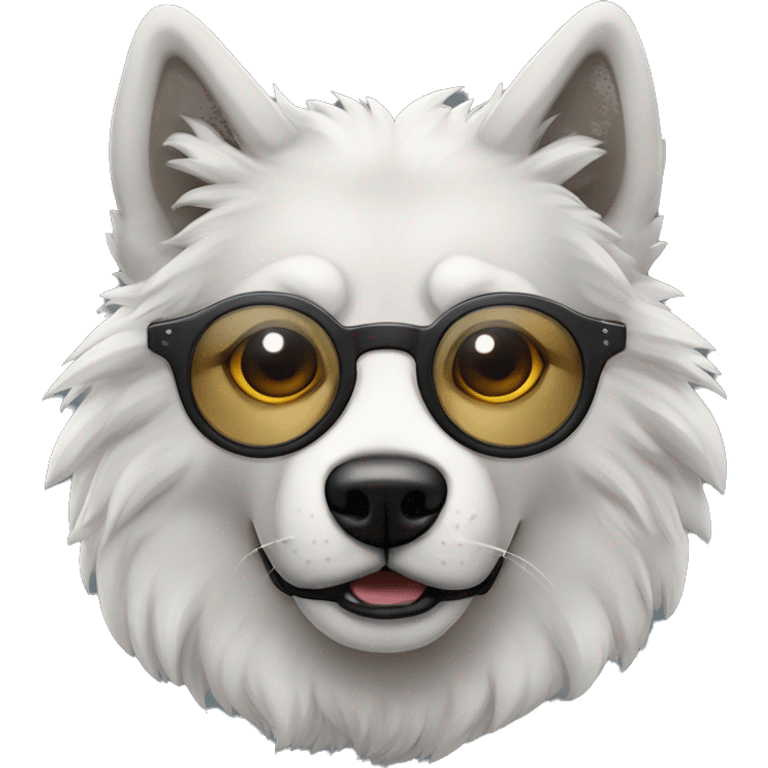 Lobo siberiano con lentes y audifonos emoji