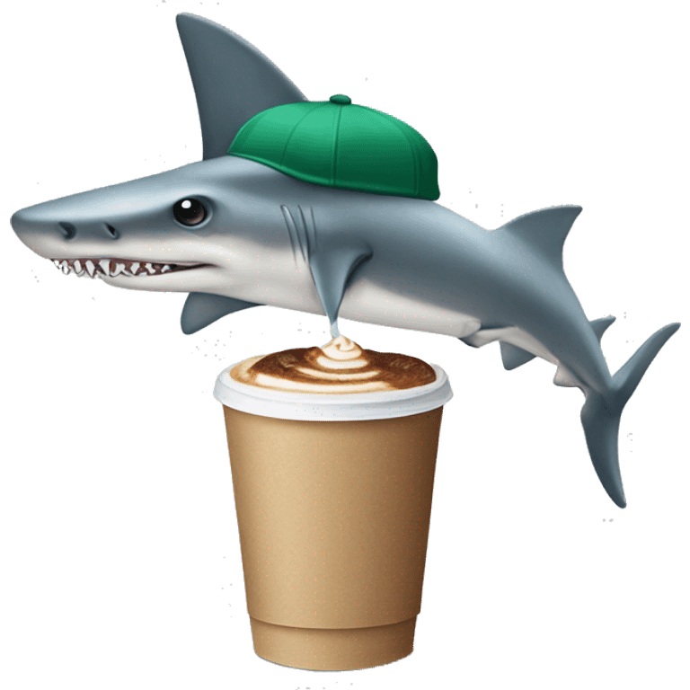 Hammerhead shark drinking Starbucks and wearing a backward baseball cap  emoji