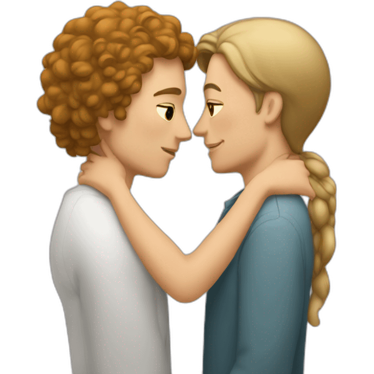 a white man with short hair kissing a woman with long hair." emoji