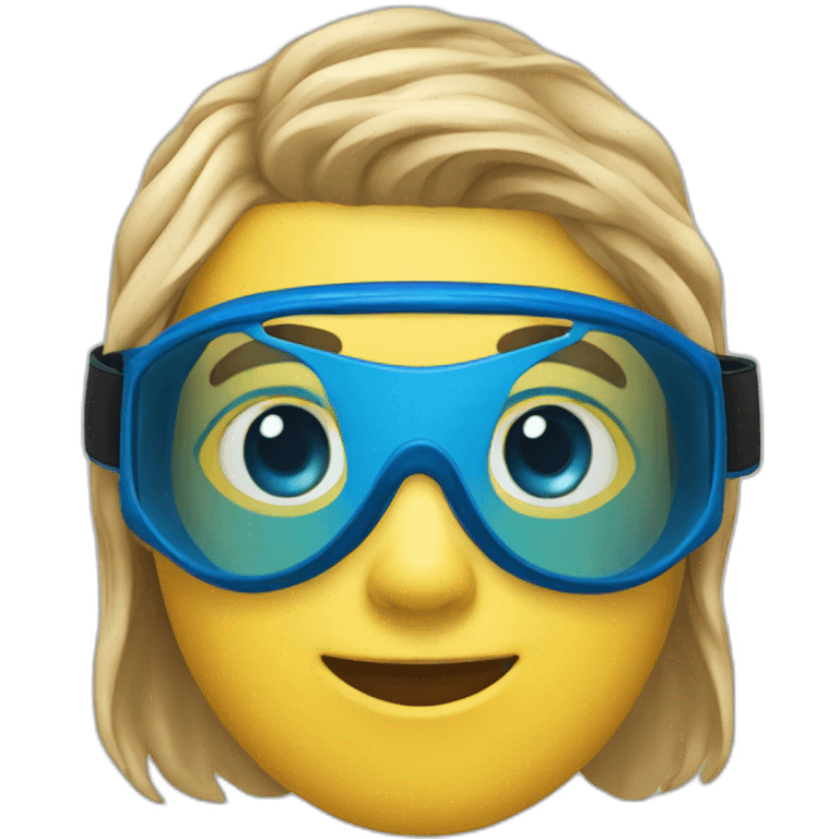 swimmer with a cool blue proffesional swimming goggles emoji