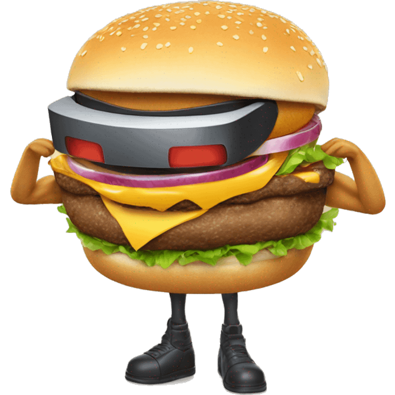 a humanoid burger playing vr emoji