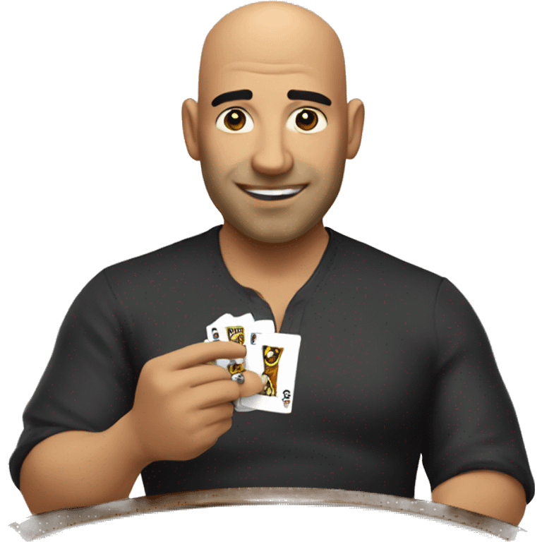 Latino bald man playing blackjack emoji