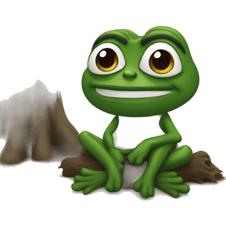 a Pepe sits under a tree  emoji