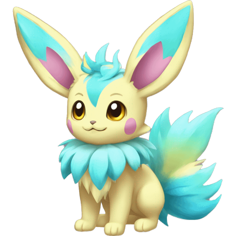 Shiny Colorful Kawaii Eeveelution-Cute-Pokémon-fusion full body emoji