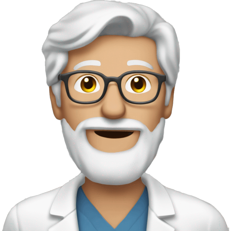 Gray haired man in his 60s no glasses no beard white hair picking up medicine at the pharmacy emoji